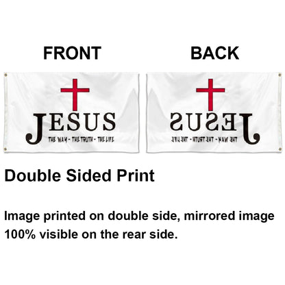 "Jesus The Way The Truth The Life" Christian Cross flag 3x5ft banner man cave