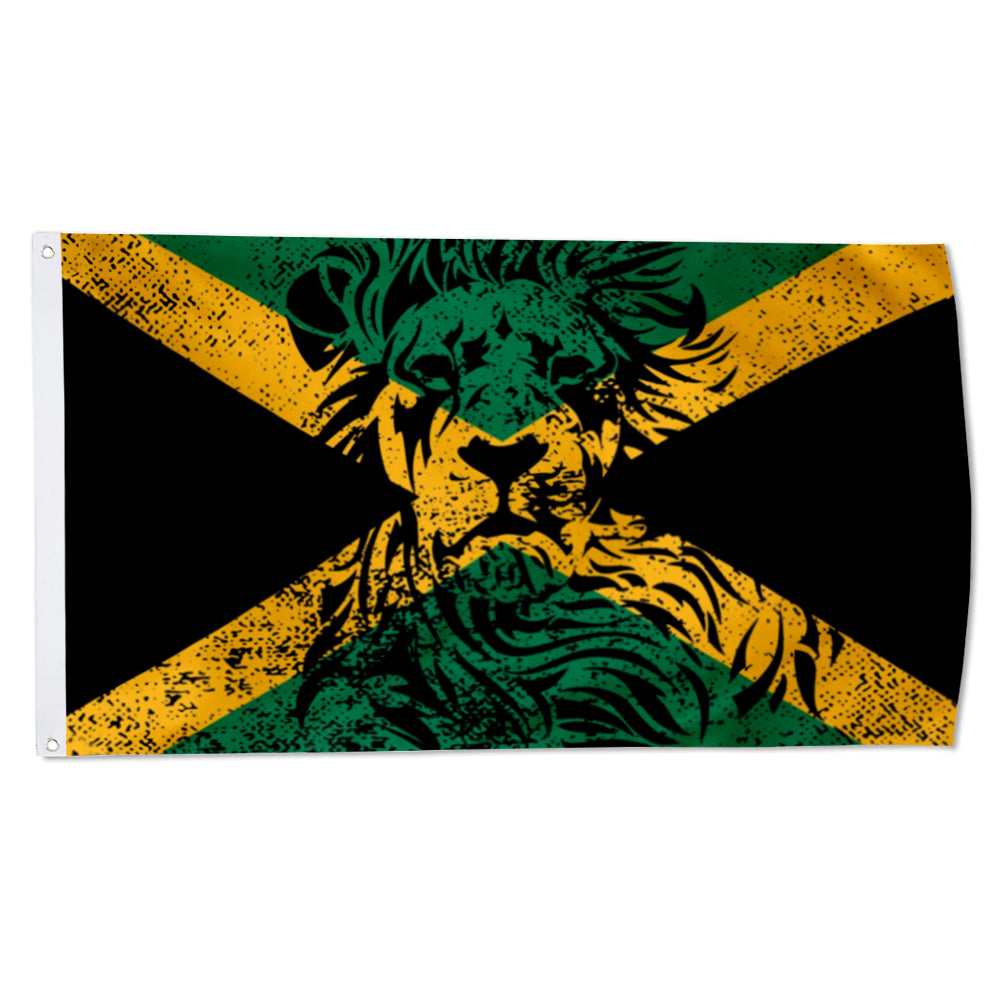 Jamaica Lion-Themed Flag: 3x5ft Man Cave Caribbean Reggae Cultural Style Decor Banner