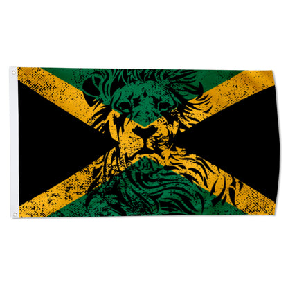 Jamaica Lion-Themed Flag: 3x5ft Man Cave Caribbean Reggae Cultural Style Decor Banner