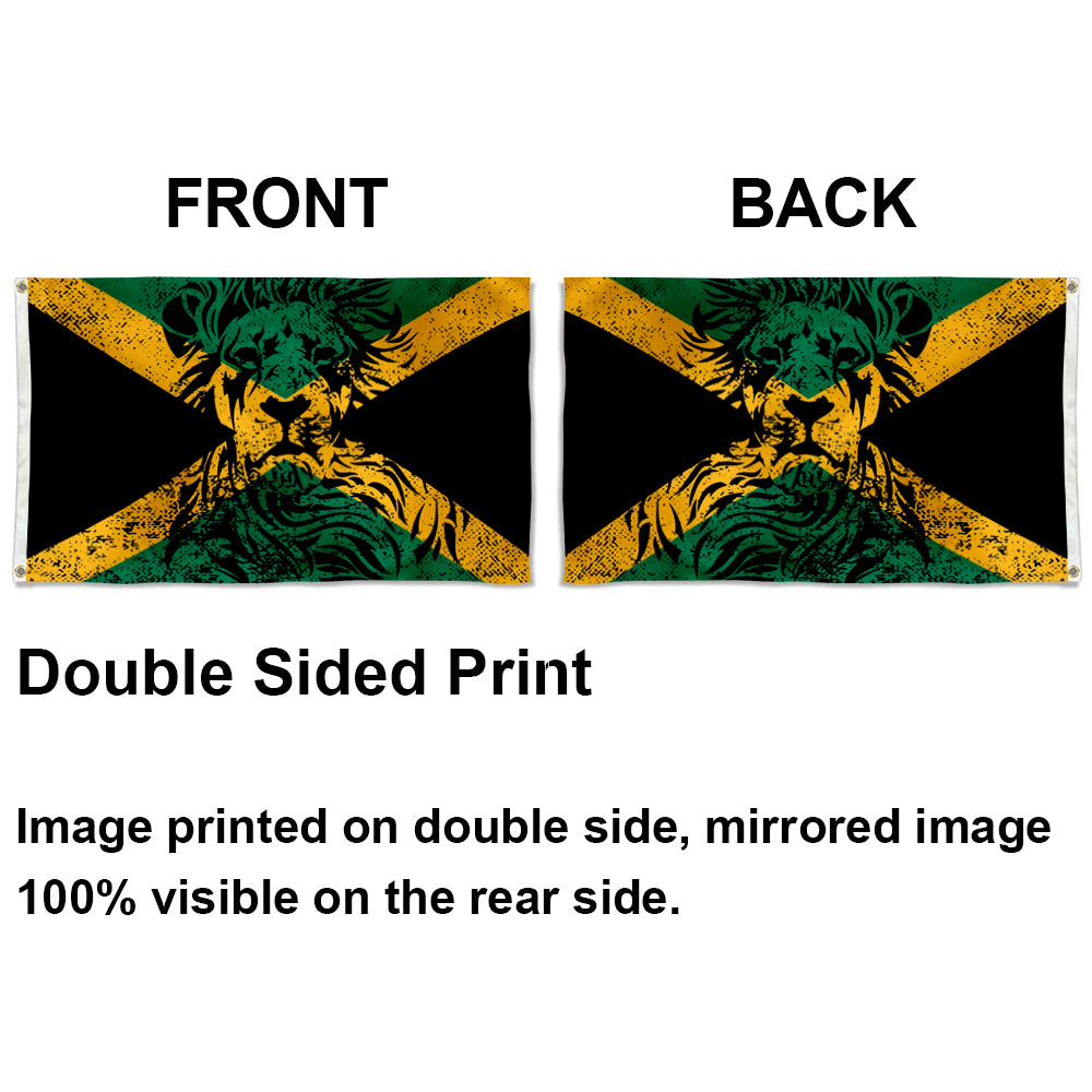 Jamaica Lion-Themed Flag: 3x5ft Man Cave Caribbean Reggae Cultural Style Decor Banner