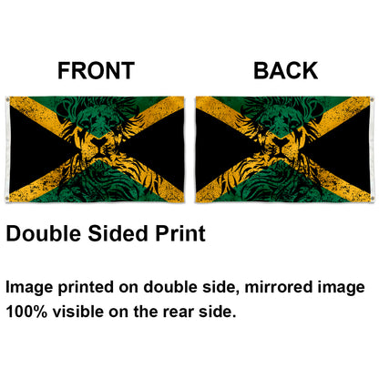 Jamaica Lion-Themed Flag: 3x5ft Man Cave Caribbean Reggae Cultural Style Decor Banner
