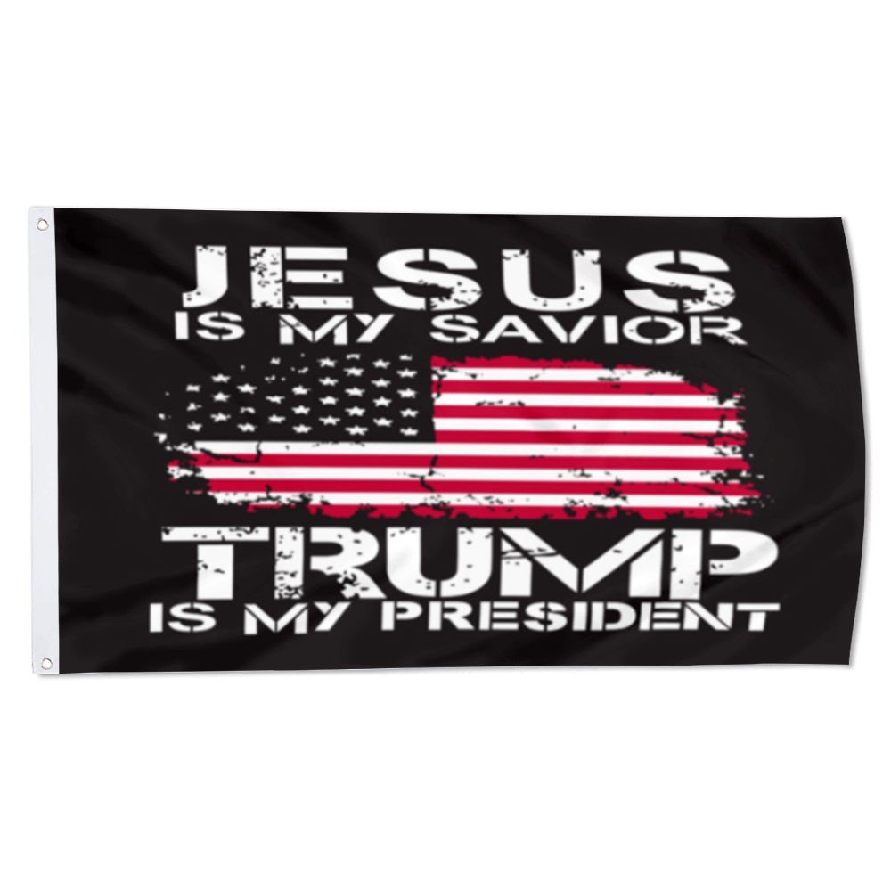 Jesus Is My Savior Trump Is My President flag 3x5ft banner man cave