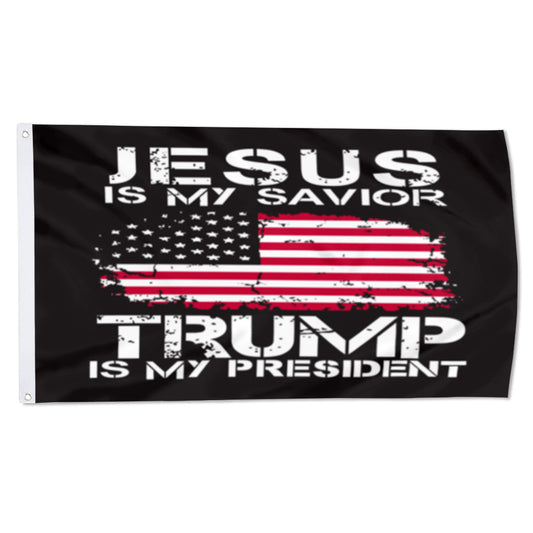 Jesus Is My Savior Trump Is My President flag 3x5ft banner man cave
