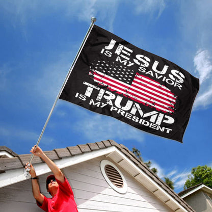 Jesus Is My Savior Trump Is My President flag 3x5ft banner man cave