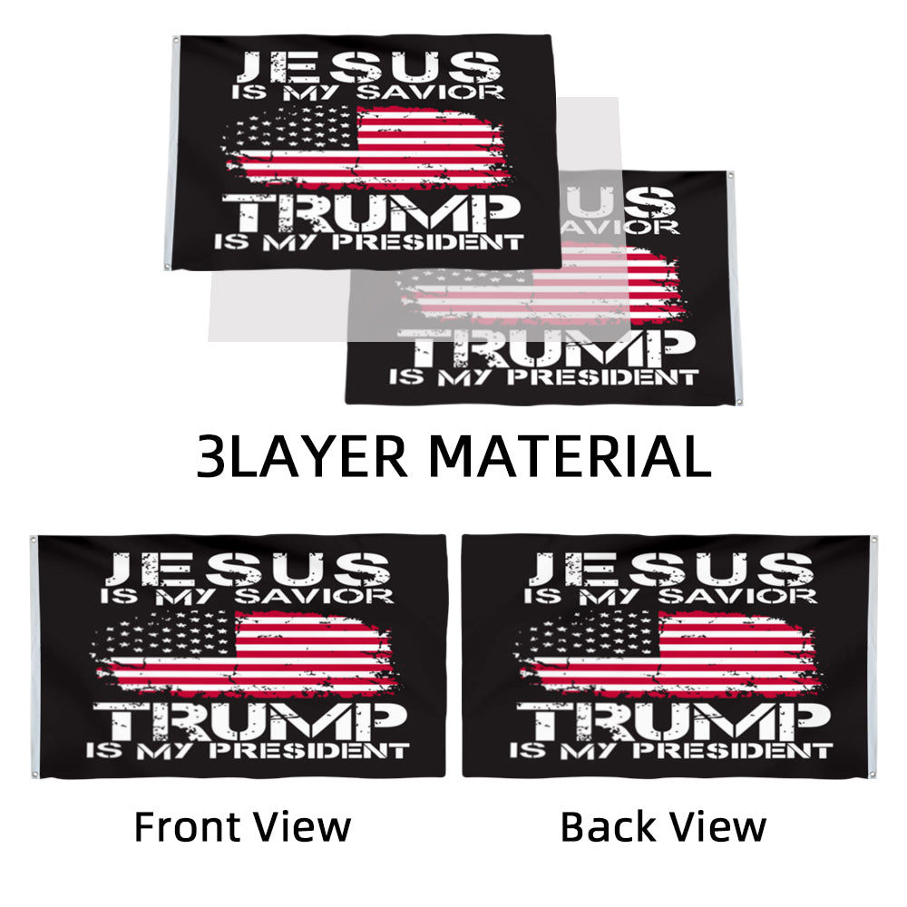 Jesus Is My Savior Trump Is My President flag 3x5ft banner man cave