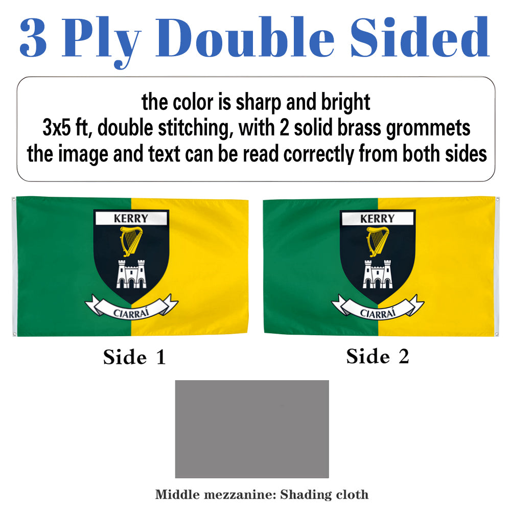 Kerry County Coat of Arms Ireland flag 3x5ft banner man cave
