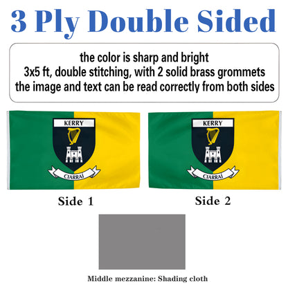 Kerry County Coat of Arms Ireland flag 3x5ft banner man cave