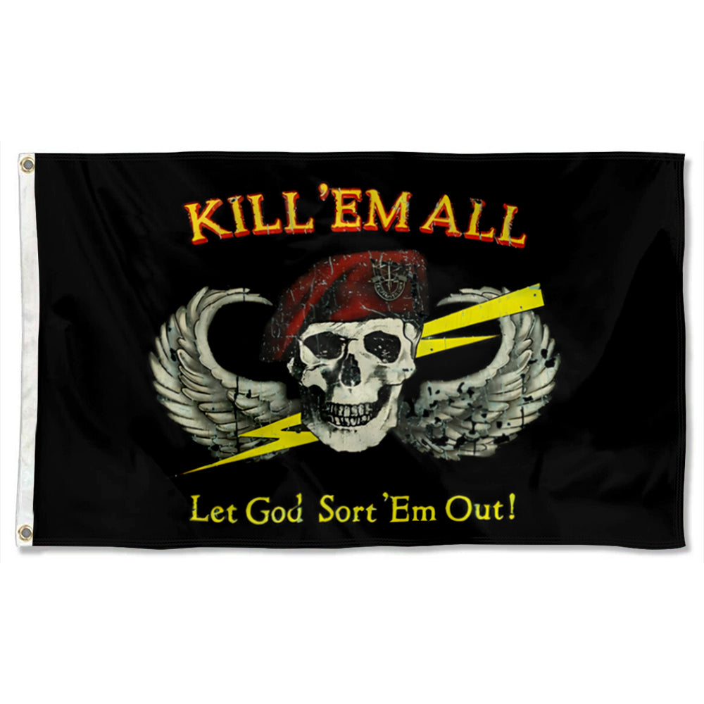 Kill Em All Let God Sort Em Out Military flag 3x5ft banner man cave