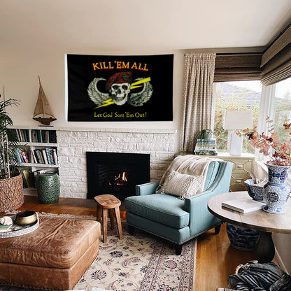 Kill Em All Let God Sort Em Out Military flag 3x5ft banner man cave