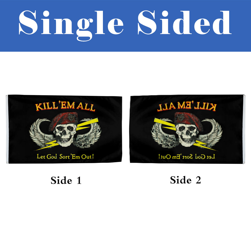 Kill Em All Let God Sort Em Out Military flag 3x5ft banner man cave