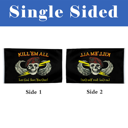 Kill Em All Let God Sort Em Out Military flag 3x5ft banner man cave