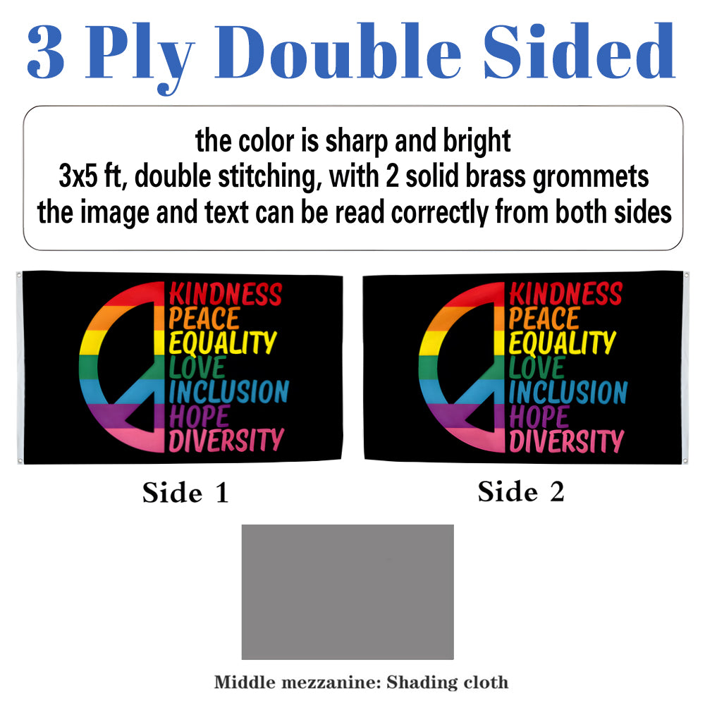 Kindness Peace Equality Love Inclusion Hope Diversity flag 3x5ft banner man cave 2