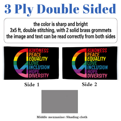 Kindness Peace Equality Love Inclusion Hope Diversity flag 3x5ft banner man cave 2