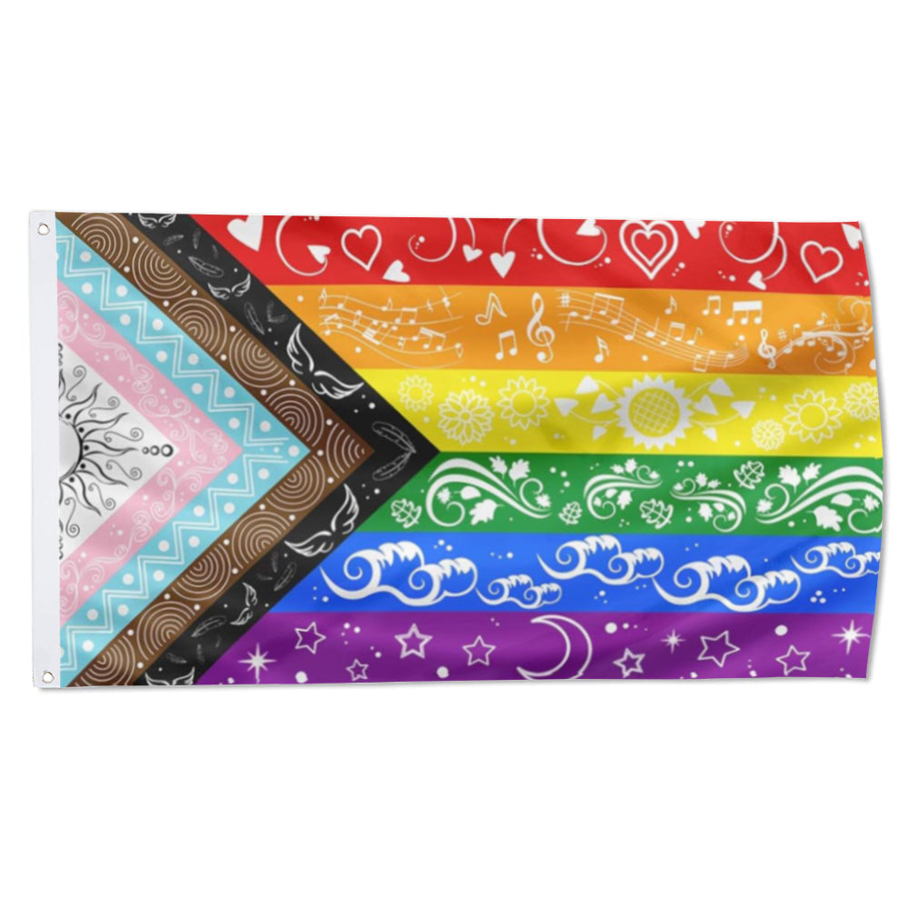 LGBTQ+ Progress Rainbow flag 3x5ft banner man cave