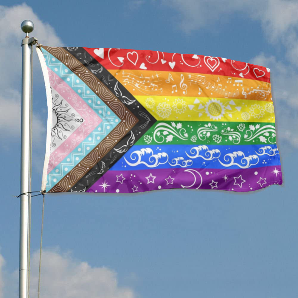 LGBTQ+ Progress Rainbow flag 3x5ft banner man cave