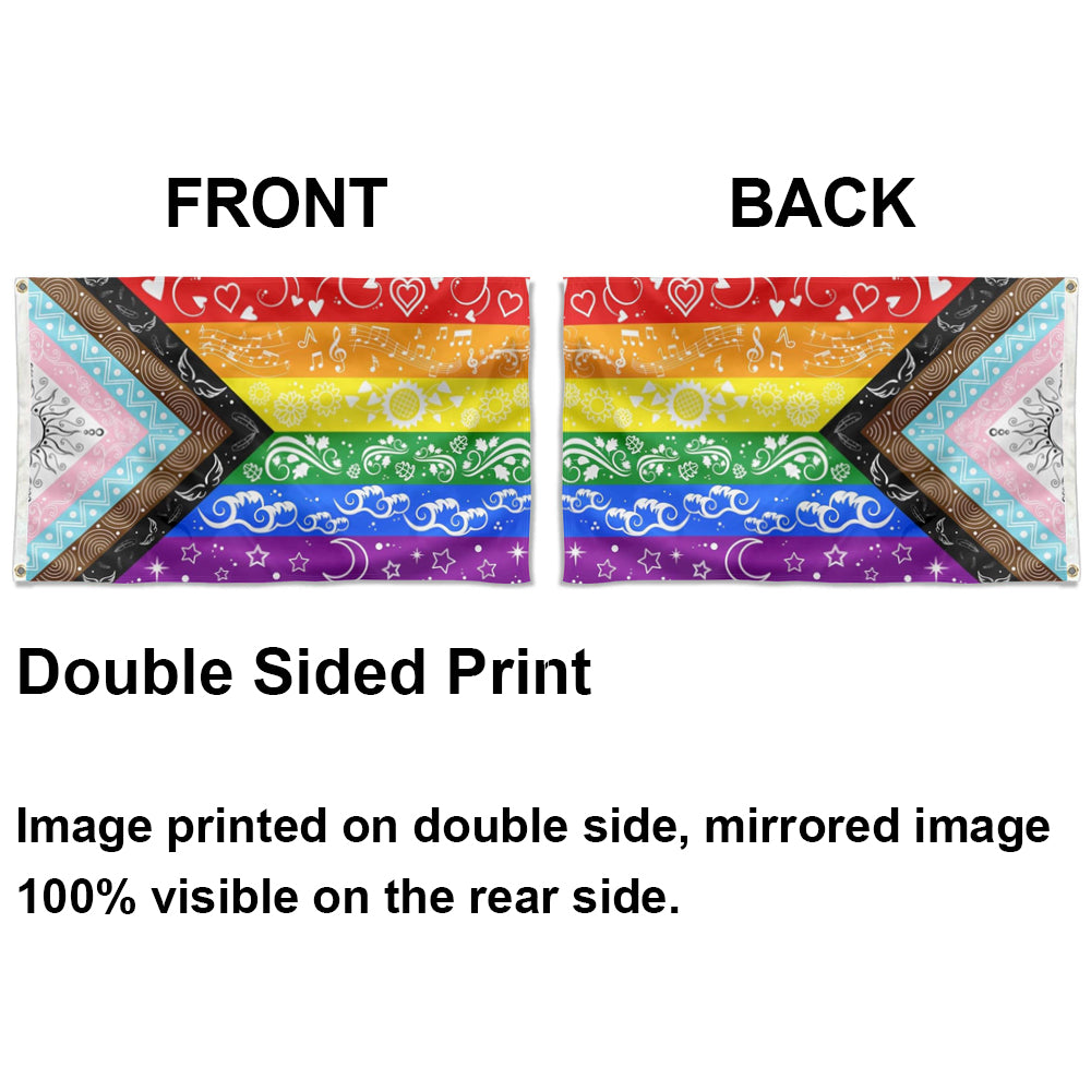 LGBTQ+ Progress Rainbow flag 3x5ft banner man cave