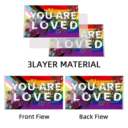 "You Are Loved" LGBTQ+ Pride flag 3x5ft banner man cave