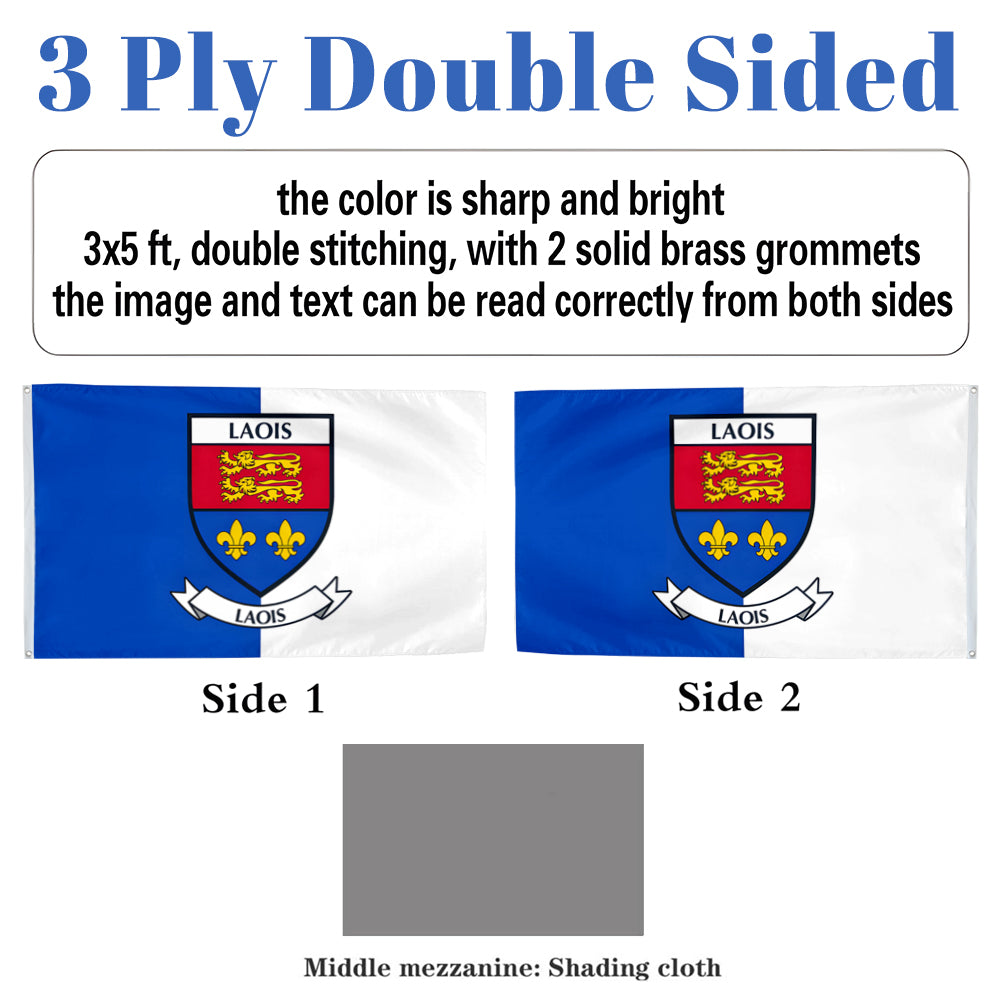 Laois County Coat of Arms Ireland flag 3x5ft banner man cave