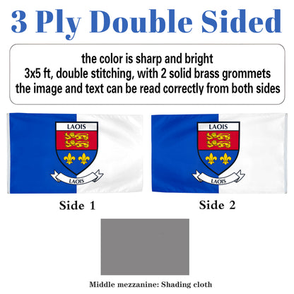 Laois County Coat of Arms Ireland flag 3x5ft banner man cave