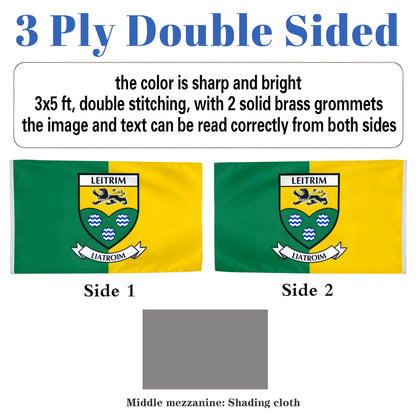 Leitrim County Coat of Arms Ireland flag 3x5ft banner man cave