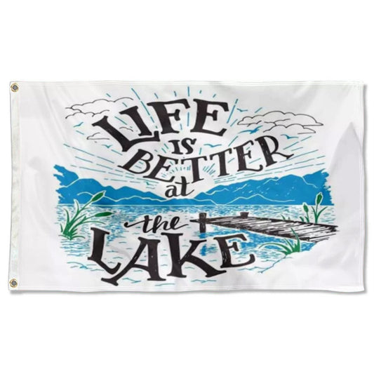 "Life Is Better at the Lake" Lakeside flag 3x5ft banner man cave