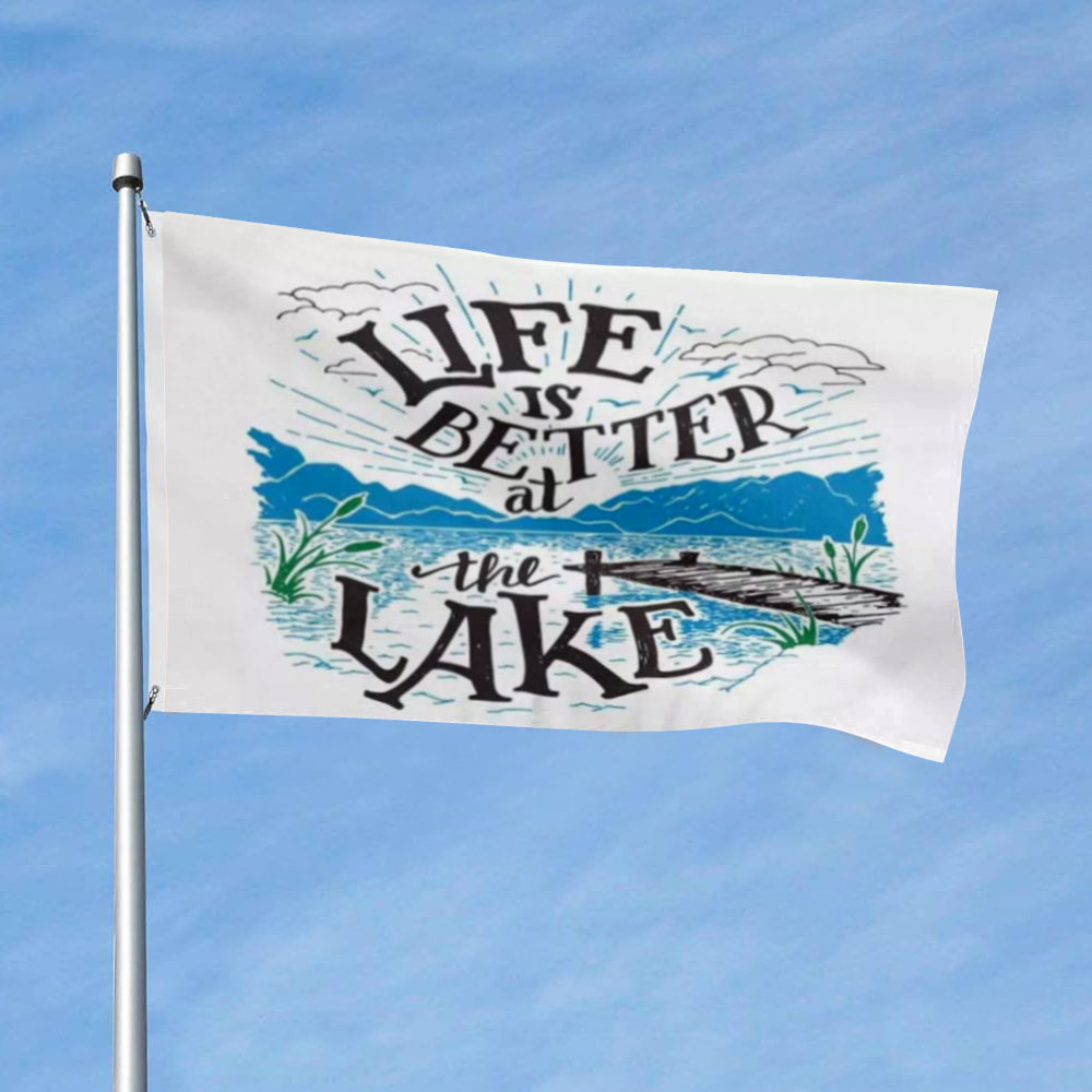 "Life Is Better at the Lake" Lakeside flag 3x5ft banner man cave