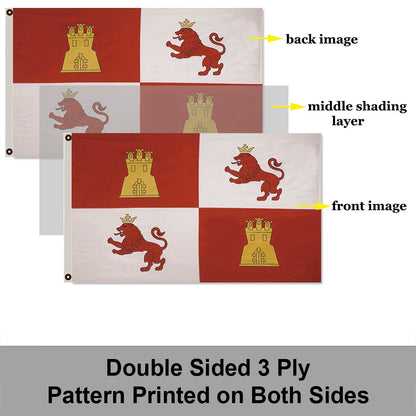 "Lions & Castles" Heraldry Theme Flag: 3x5ft Man Cave Vintage Heraldry-Style Banner
