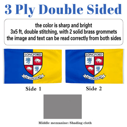 Longford County Coat of Arms Ireland flag 3x5ft banner man cave