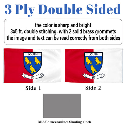 Louth County Coat of Arms Ireland flag 3x5ft banner man cave