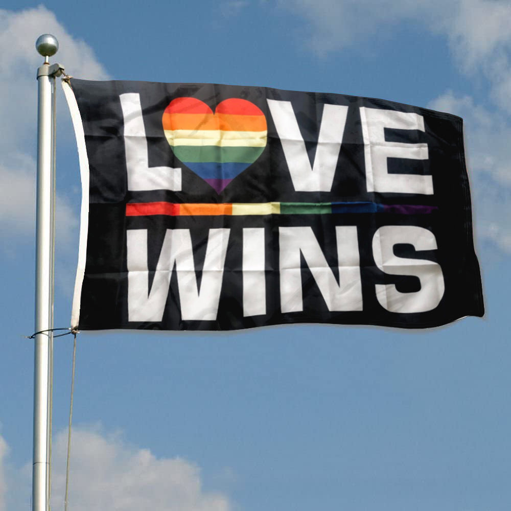 "Love Wins" Rainbow Pride flag 3x5ft banner man cave