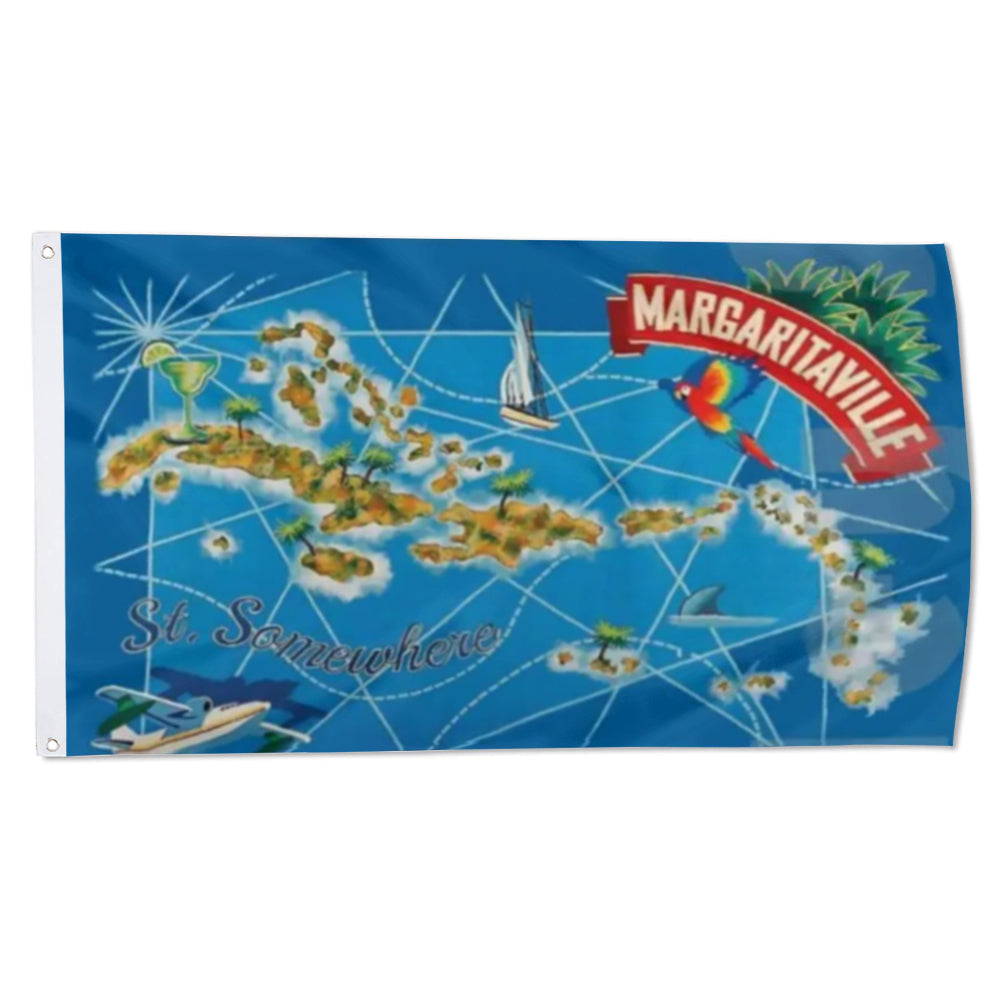 Margaritaville St. Somewhere Map Tropical Jimmy Buffett flag 3x5ft banner man cave
