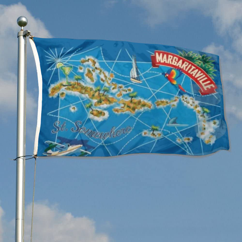 Margaritaville St. Somewhere Map Tropical Jimmy Buffett flag 3x5ft banner man cave