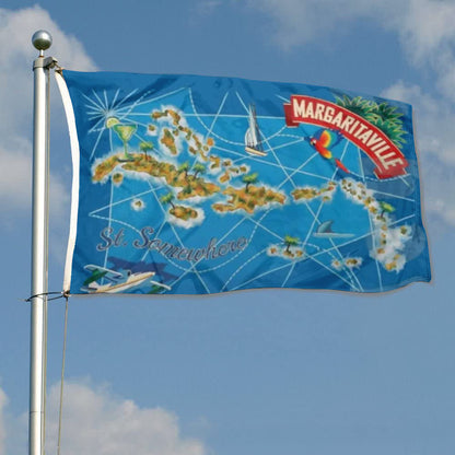 Margaritaville St. Somewhere Map Tropical Jimmy Buffett flag 3x5ft banner man cave