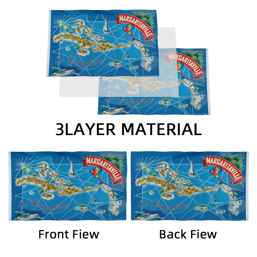 Margaritaville St. Somewhere Map Tropical Jimmy Buffett flag 3x5ft banner man cave