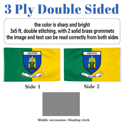 Meath County Coat of Arms Ireland flag 3x5ft banner man cave