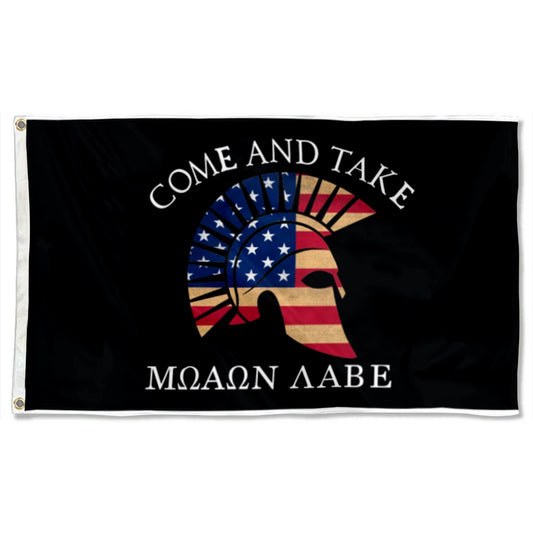 Molon Labe "Come and Take It" Patriotic USA flag 3x5ft banner man cave