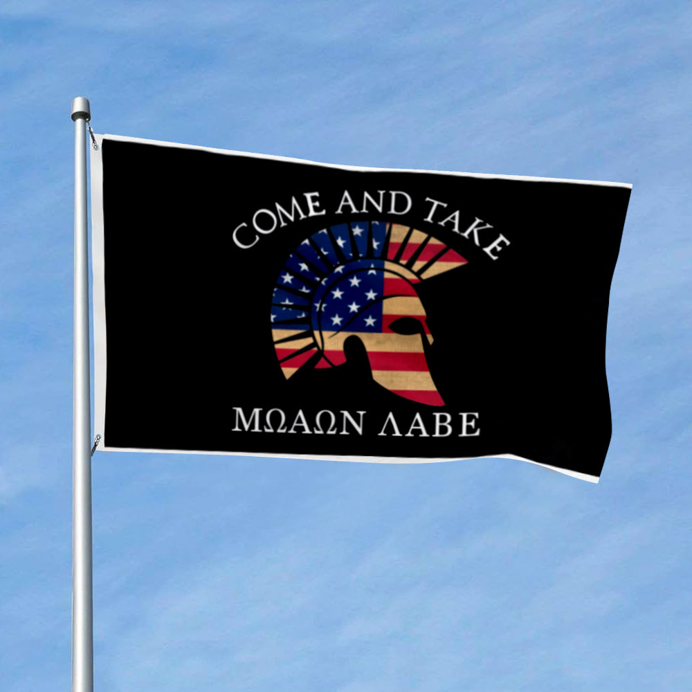 Molon Labe "Come and Take It" Patriotic USA flag 3x5ft banner man cave