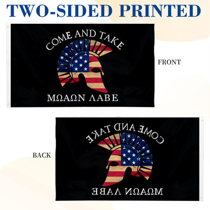 Molon Labe "Come and Take It" Patriotic USA flag 3x5ft banner man cave