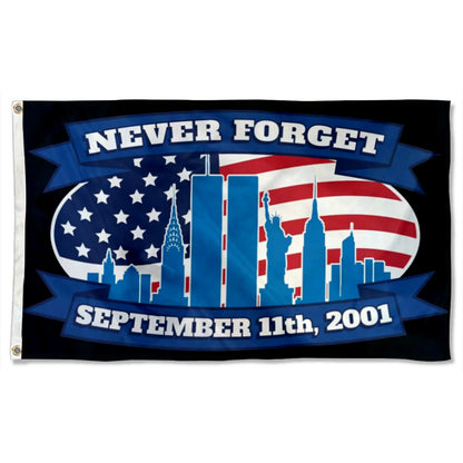 "Never Forget September 11, 2001" Memorial flag 3x5ft banner man cave