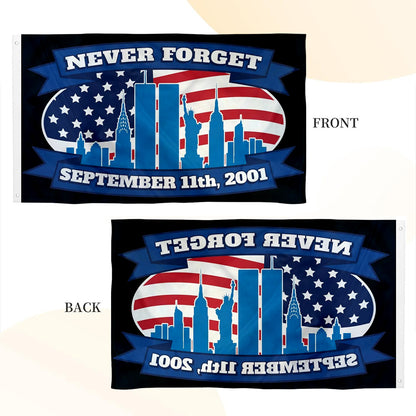 "Never Forget September 11, 2001" Memorial flag 3x5ft banner man cave