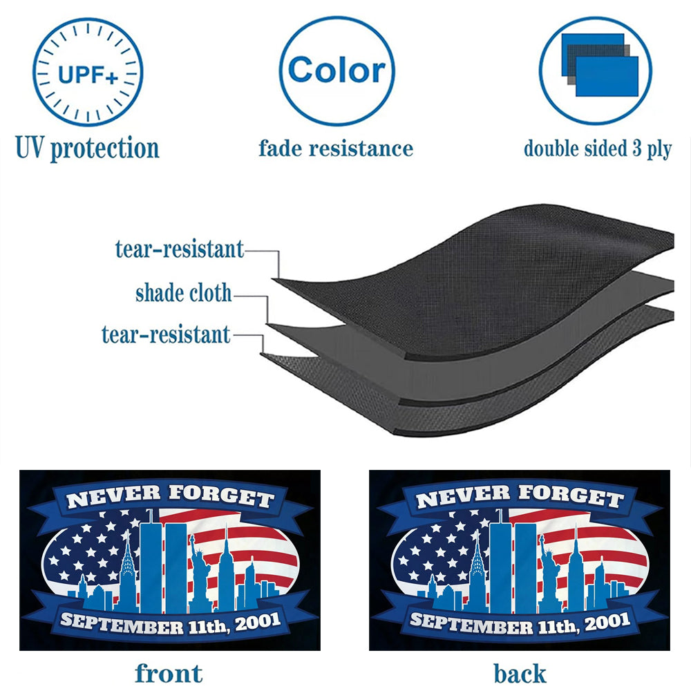 "Never Forget September 11, 2001" Memorial flag 3x5ft banner man cave