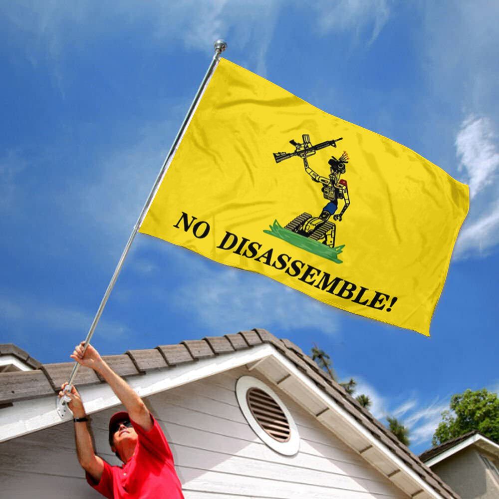 "NO DISASSEMBLE!" Robot Figure flag 3x5ft banner man cave