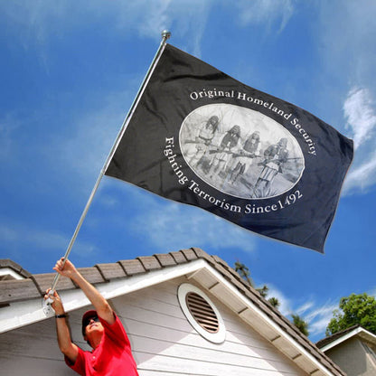 Native American Original Homeland Security Fighting Terrorism 1492 flag 3x5ft banner man cave