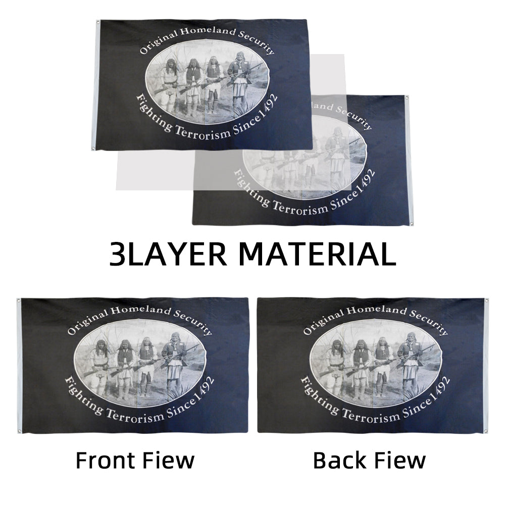 Native American Original Homeland Security Fighting Terrorism 1492 flag 3x5ft banner man cave