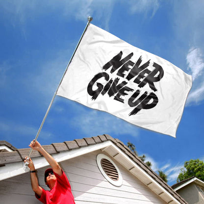 "Never Give Up" Motivational Theme flag 3x5ft banner man cave