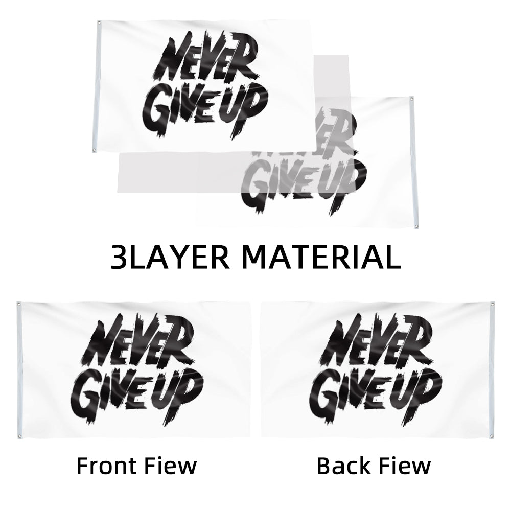"Never Give Up" Motivational Theme flag 3x5ft banner man cave