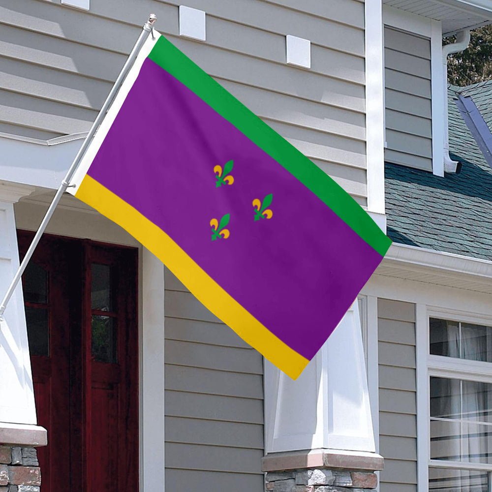 New Orleans Mardi Gras Flag: 3x5ft Man Cave American Carnival Style Decor Banner