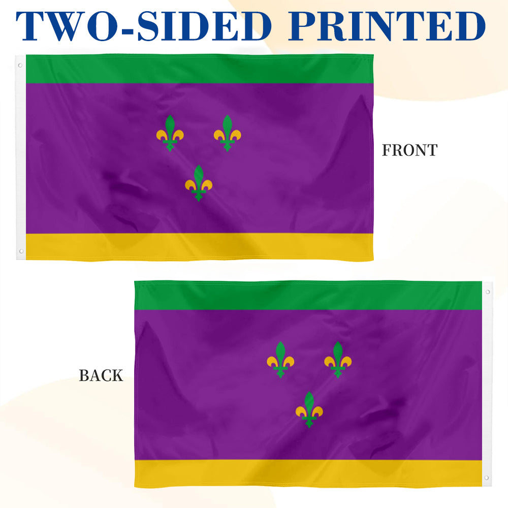 New Orleans Mardi Gras Flag: 3x5ft Man Cave American Carnival Style Decor Banner