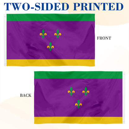 New Orleans Mardi Gras Flag: 3x5ft Man Cave American Carnival Style Decor Banner