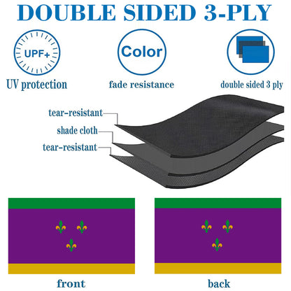 New Orleans Mardi Gras Flag: 3x5ft Man Cave American Carnival Style Decor Banner